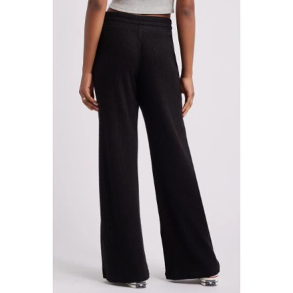 Nordstrom bp. Relaxed Waffle Stitch Wide Leg Pants in Black - Picture 2 of 10